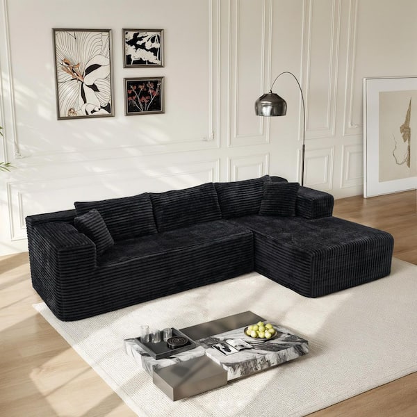 FUFU&GAGA 106 in. Rectangle Arm 2-Piece Corduroy Upholstery L