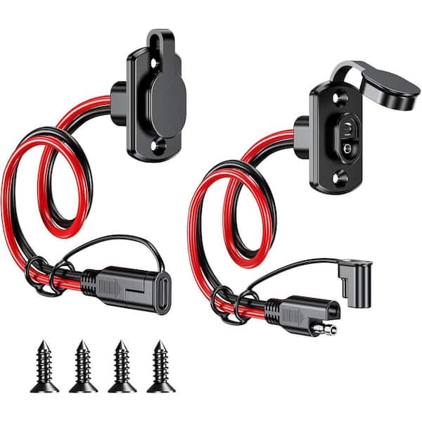 Vrbgify SAE Quick Connector Harness, 1 ft. 12AWG SAE Extension Cable, Male to Female Adapter, Easy Power Connection, 2-Pack