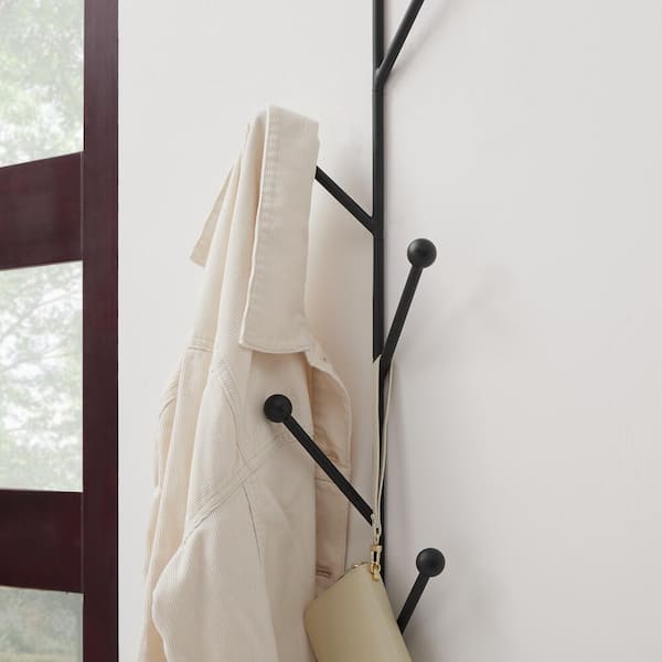 Coat Rack Wall Mounted Long,5 Tri Hooks For Hanging Coats, Coat