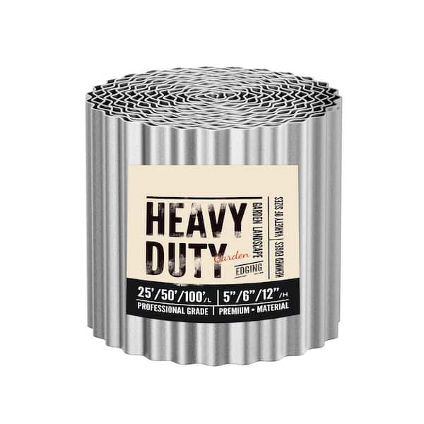 600L x 6H x 50ft Corrugated Metal Weather Resistant DIY Silver Galvanized Edging for Garden Lawn Beds