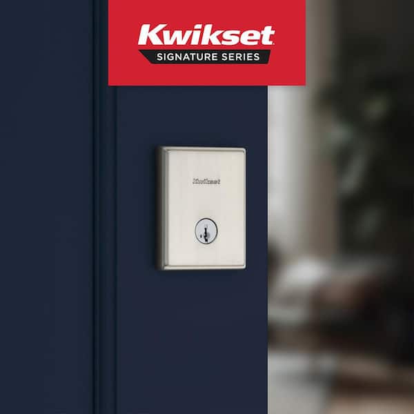 Crosstown Satin Nickel Single Cylinder Low Profile Rectangle Keyed Door Deadbolt Featuring SmartKey Security