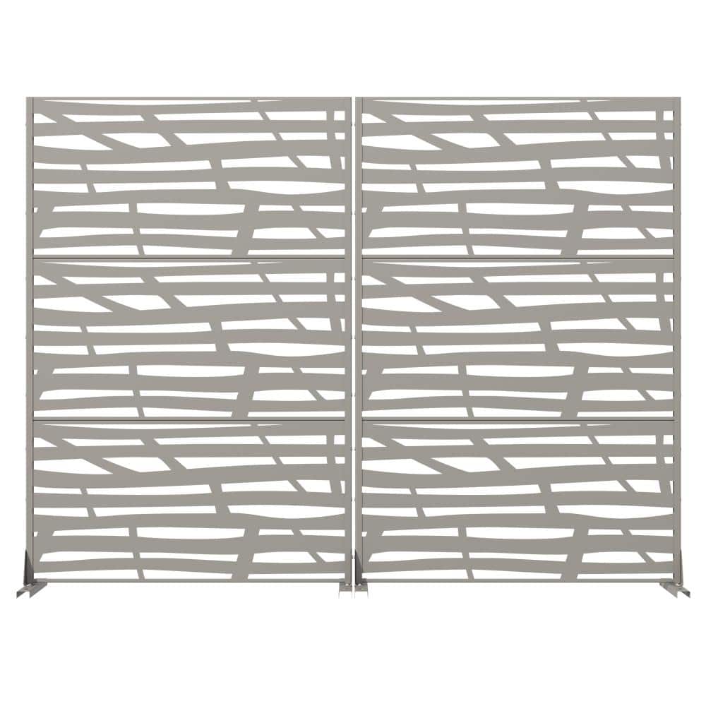 72 in. x 47 in. Gray Metal Wall Sculptures Garden Fence Privacy Screen Garden Screen Panels Set for Patio price history on PriceWatchPro