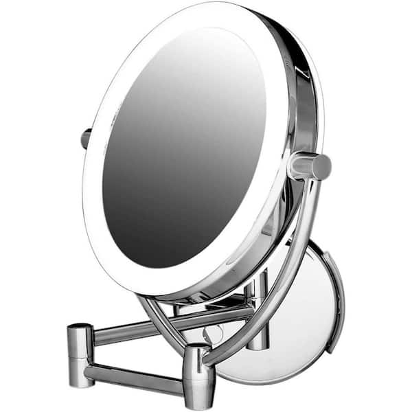 Ovente Led Lighted Wall Mount Mirror, 10x Magnifying Mirror With Lighted Wall Mount