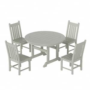 Hayes 5-Piece Round HDPE Plastic Outdoor Dining Set with Side Chairs in Sand