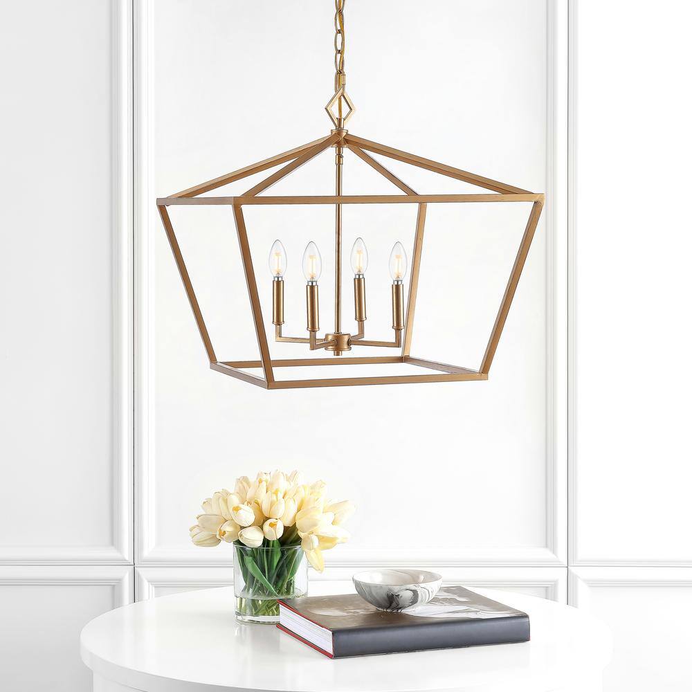 Gatsby 4-Light Polished Gold Iron Adjustable LED Lantern Pendant