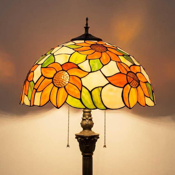 Lasaideal 64 in. Tiffany Style Bronze Finish 2-Light Standard