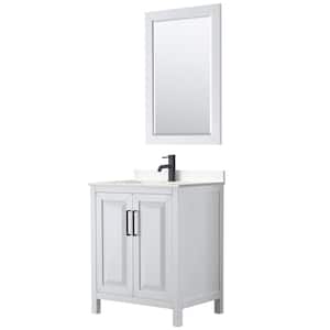 Daria 30 in. W x 22 in. D x 35.75 in. H Single Bath Vanity in White with Carrara Cultured Marble Top and 24 in. Mirror