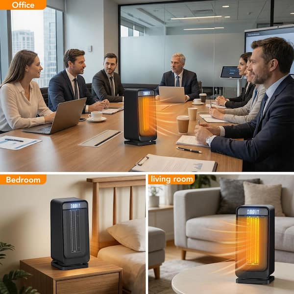 R.W.FLAME 1500W Portable Heater, Oscillating, with Thermostat and
