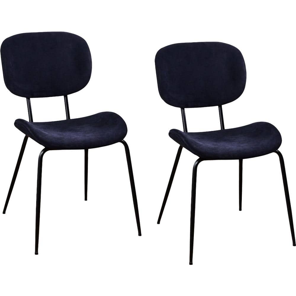 Homy Casa Cleon Blue Fabric Upholstered Side Dining Chairs (Set of 2