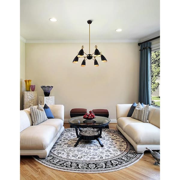 Rolin 12 Light Down Chandelier With Matte Black & Satin Gold Finish