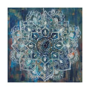 14 in. x 14 in. Mandala In Blue Ii by Danhui Nai Floater Frame Abstract Wall Art