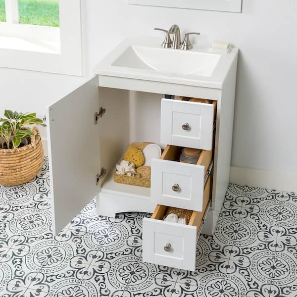 Lancaster 24 in. W Bath Vanity in White with Alpine Vanity Top in White