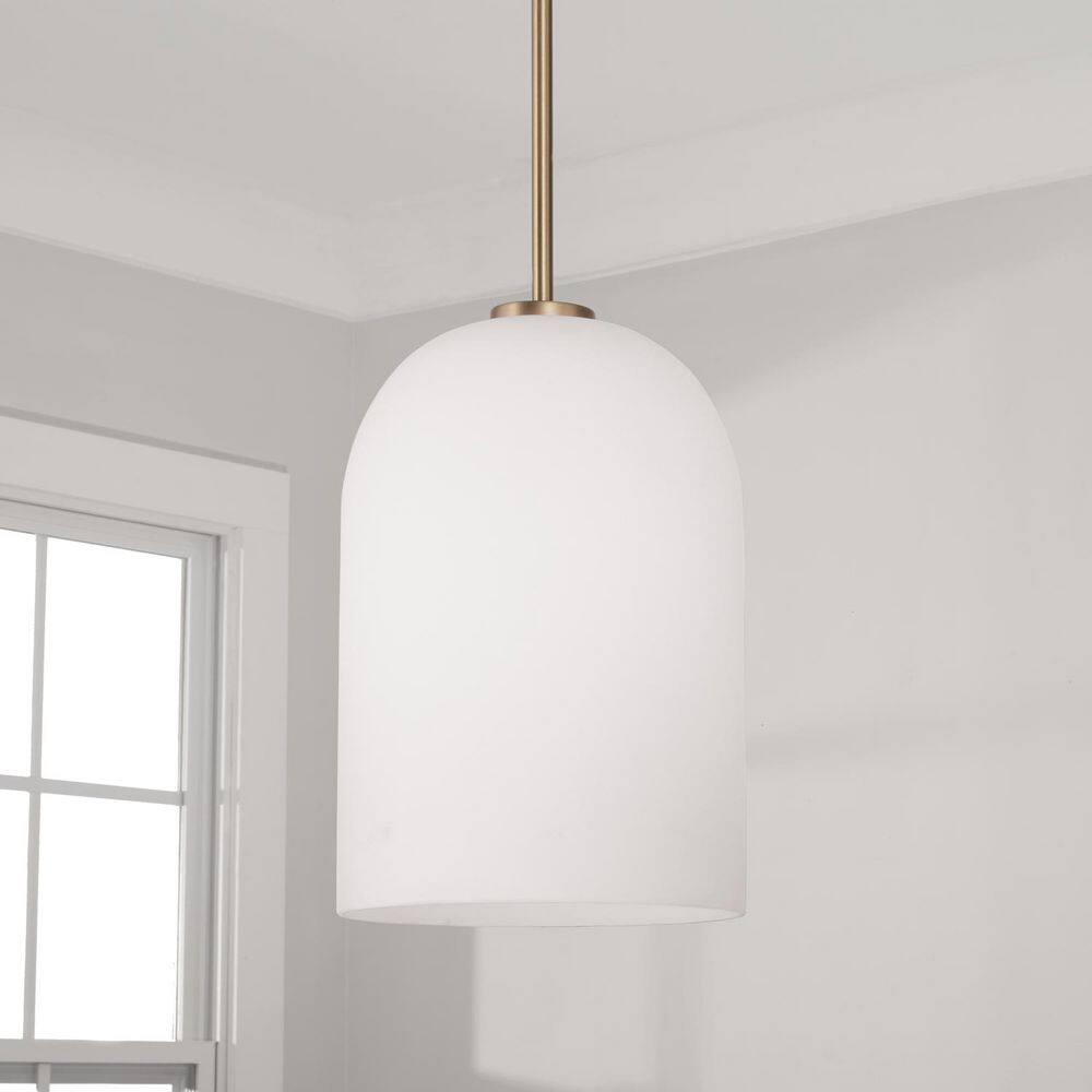 Lawson Aged Brass Pendant with Soft White Glass Shade