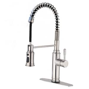 Single Handle Touch Pull Down Sprayer Kitchen Faucet in Brushed Nickel