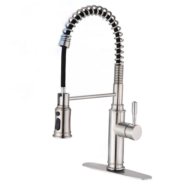 cadeninc Single Handle Touch Pull Down Sprayer Kitchen Faucet in Brushed Nickel