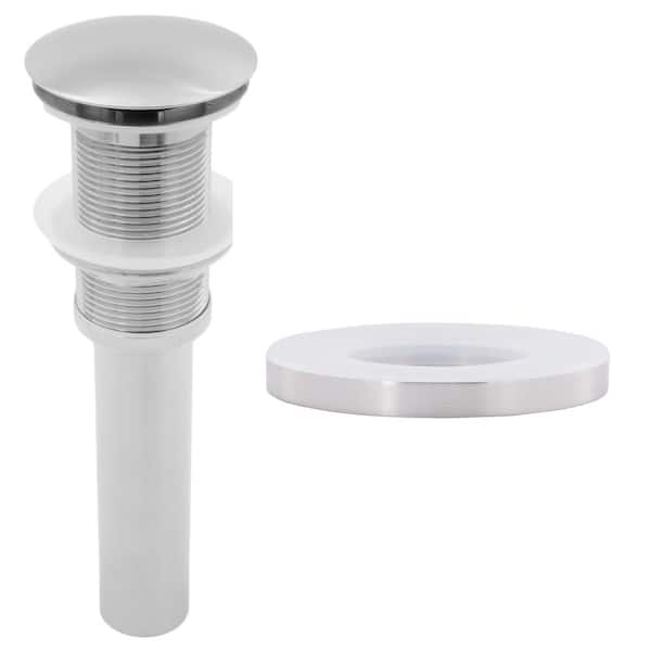 Novatto Single Bathroom Vanity Sink Pop Up Drain Without Overflow with Matching Mounting Ring in Brushed Nickel