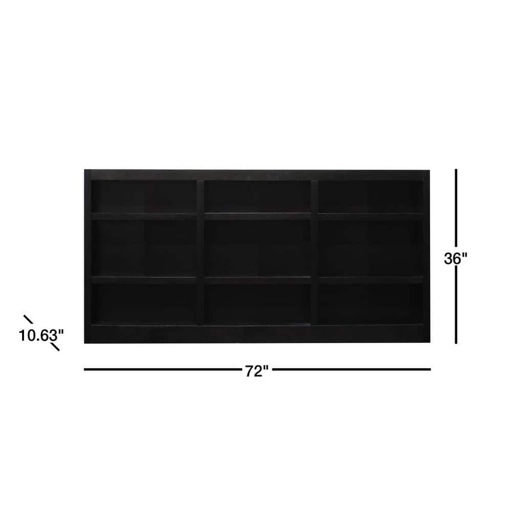 Espresso Wood Adjustable Wall Storage Bookcase 72" x 36"