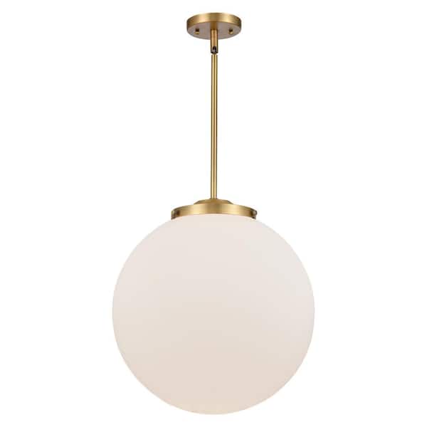 Beacon 60-Watt 1-Light Brushed Brass Shaded Mini Pendant Light with Matte White Glass