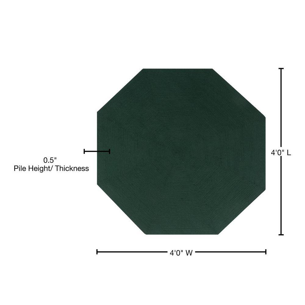 Hunter Green 48" Round Braided Reversible Synthetic Rug