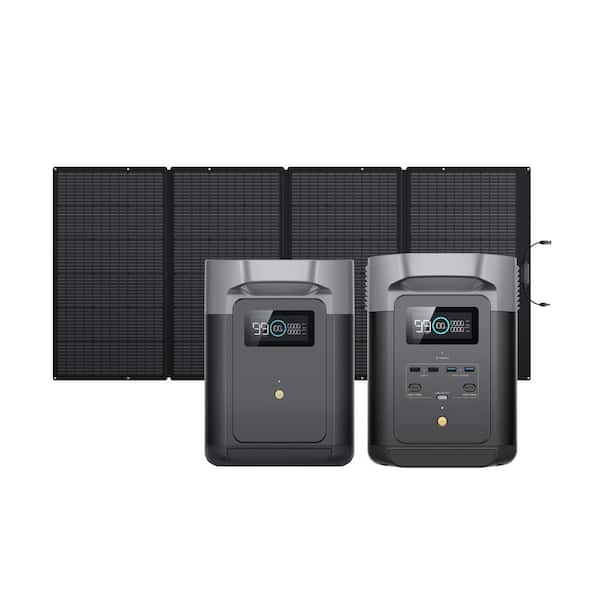 EcoFlow 1800W Output/2700W Peak Delta 2 Push-Button Start Solar Generator with DELTA2 Extra Battery & 400W Solar Panel