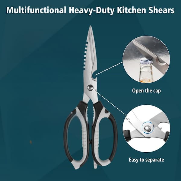 Numhew 9 in. Multi-Purpose Stainless Steel Kitchen Scissors with