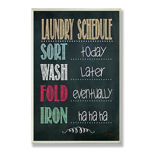 12.5 in. x 18.5 in. "Laundry Schedule Chalkboard Bathroom" by Jo Moulton Printed Wood Wall Art