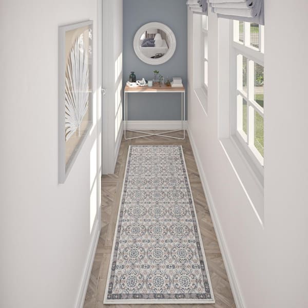 Hampton Brocade Cream 2 ft. x 8 ft. Indoor Runner Rug