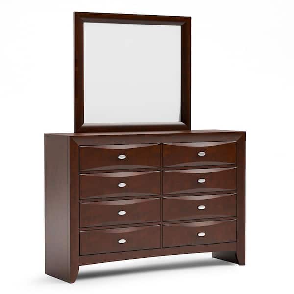 Lanten Dark Cherry 6-Drawer 58.5 in. Dresser with Mirror with Solid Wood