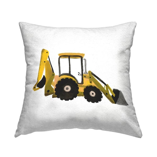 Stupell Industries Yellow Bulldozer Construction Yellow Square Outdoor Throw Pillow