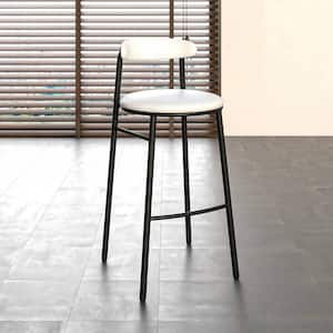 Lume Series Modern Bar Stool Upholstered in Polyester with Powder Coated Steel Legs in White