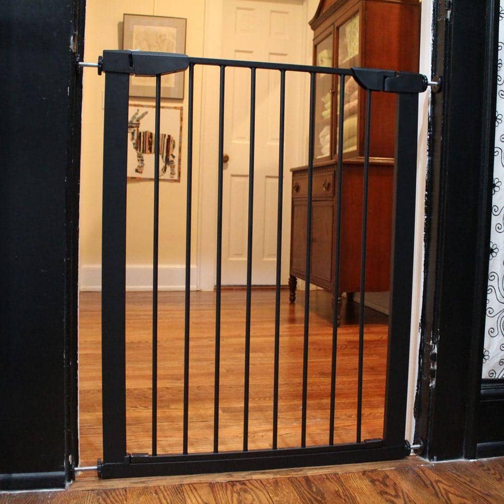 Extra Tall Black Steel Pressure Mounted Pet Gate