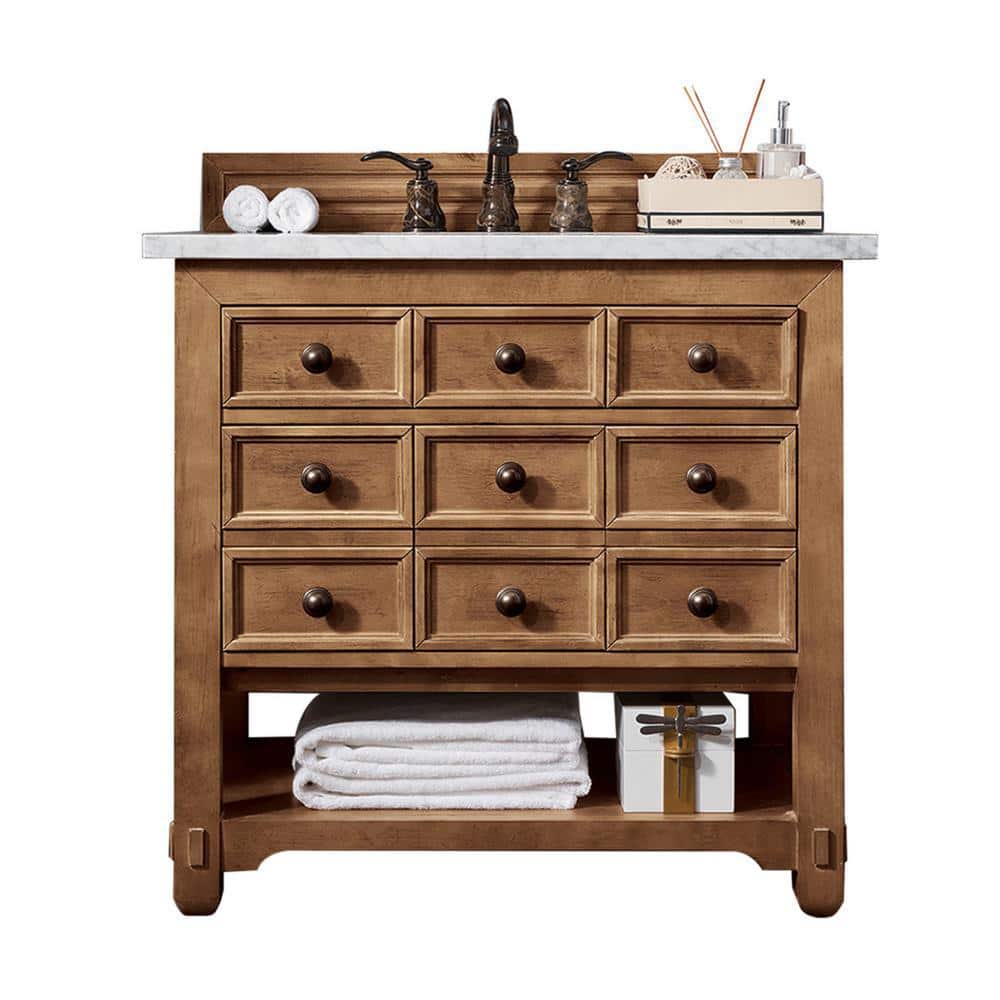 Malibu 36 in. W x 23.5 in.D x 35.3 in.H Single Vanity in Honey Alder with M