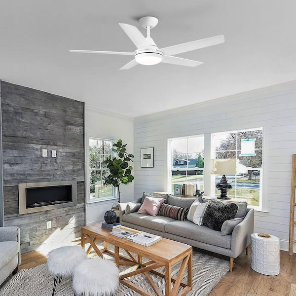 Avex 48 in. White Standard Ceiling Fan with Remote Control and Dimmable Integrated LED