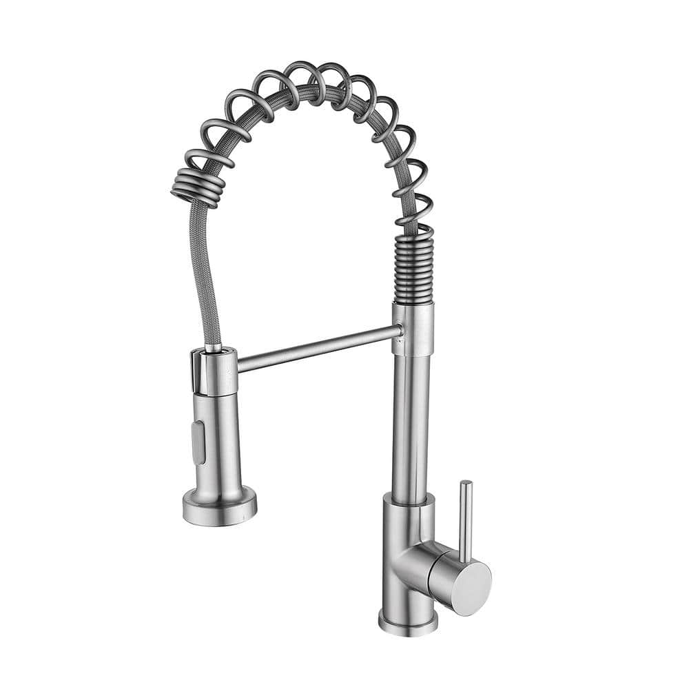 Single Handle Pull-Down Sprayer Kitchen Faucet in Brushed Nickel