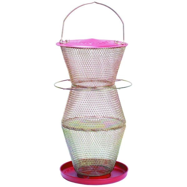No/No Super 3-Tier Red and Brass Wild Bird Feeder