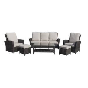 Cheshire Recline Sofa Set with Ottomans with Cream Cushions (6-Pieces)