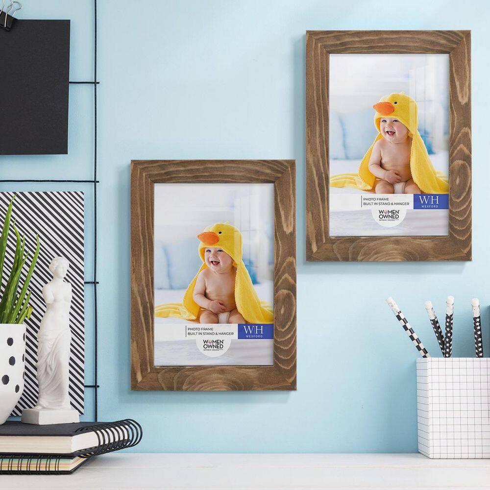 Walnut 5x7 Matte Wood Picture Frame Set with Glass Cover