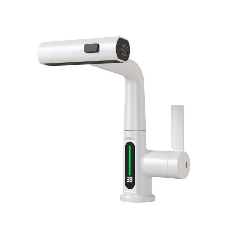 Pull-Out LED Temperature Digital Display Single Handle Single Hole Bathroom
