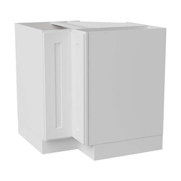 33 in. W x 24 in. D x 34.5 in. H Ready to Assemble Solid Wood Shaker Base Corner Lazy Susan Kitchen Cabinet in White