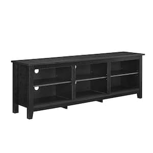 Columbus 70 in. Black MDF TV Stand 70 in. with Adjustable Shelves