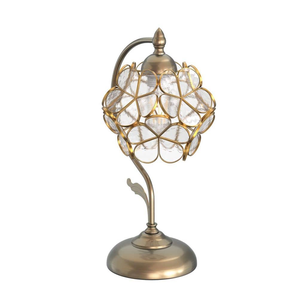 1 Light Copper Flower Table Lamp with Pale Glass Shade, No Bulbs Included Transitional Table Lamp for Living Room price history on PriceWatchPro