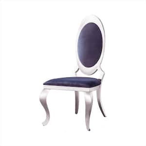 Gray Velvet Dining Chair with Oval Backrest (Set of 2)