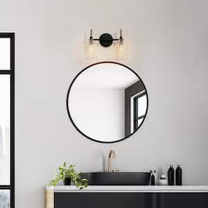 12.5 in. 2-Light Black Bathroom Vanity Light, Bell Clear Glass Bath Lighting, Modern Farmhouse Brass Gold Wall Sconce