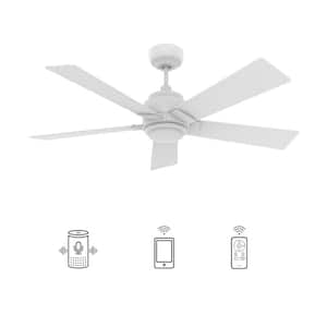 Aspen 56 in. Dimmable LED Indoor/Outdoor White Smart Ceiling Fan with Light and Remote, Works with Alexa/Google Home