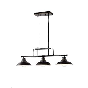 3-Light Black Round Iron Ceiling Lamp Chandelier