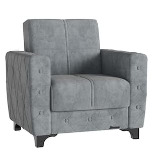 Shah Collection Convertible Grey Armchair with Storage