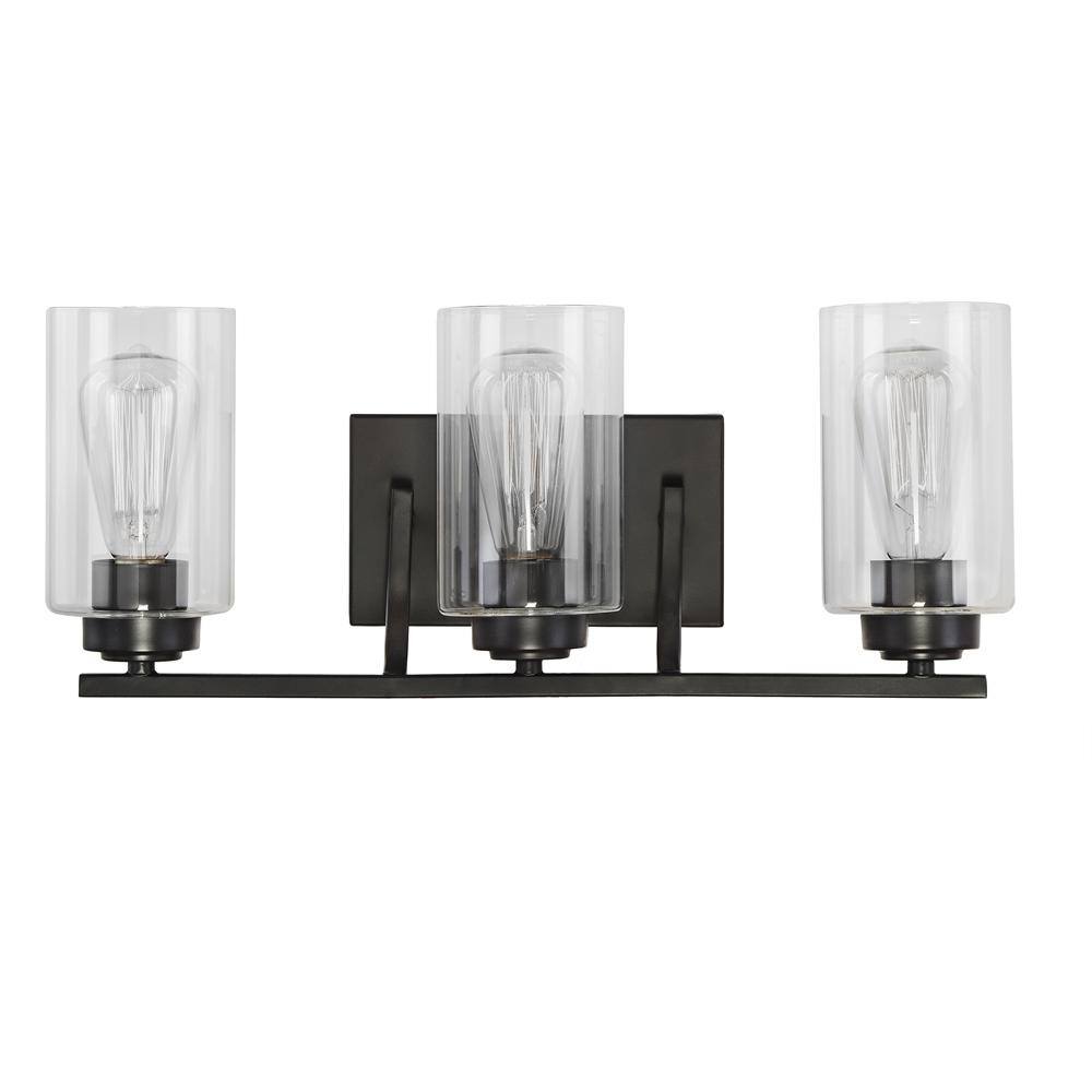 DSI LIGHTING Summer 3-Light Bronze Vanity Light with Clear Glass Shades ...