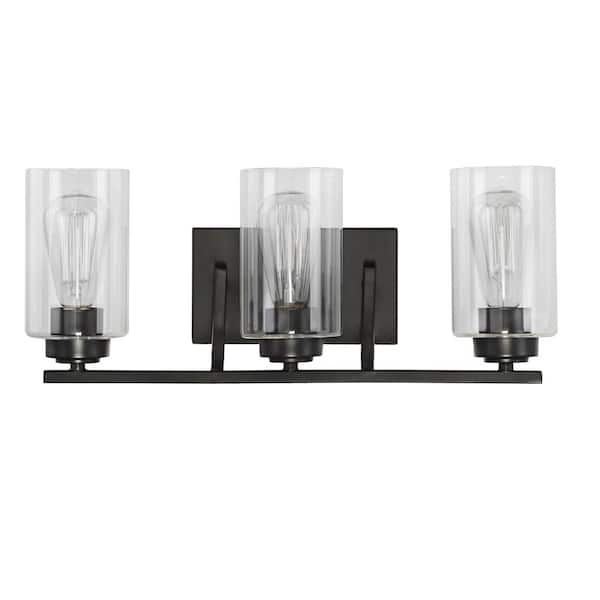 DSI LIGHTING Summer 3-Light Bronze Vanity Light with Clear Glass Shades