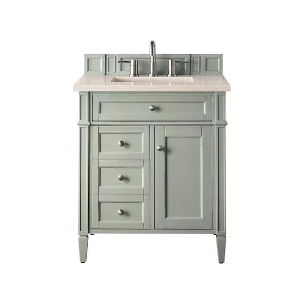 James Martin Vanities Brittany 30.0 in. W x 23.5 in. D x 34 in. H Bathroom Vanity in Sage Green with Eternal Marfil Quartz Top