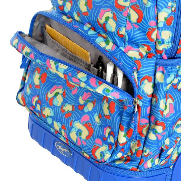 Olympia USA Melody 19 in. H Blue Flower Rolling Backpack RP 6001